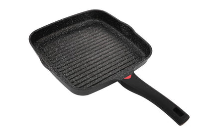CAINFY 11 Inch Non Stick Grill Pan Granite Coated with Pour Spout - Lightweight 2.66 Quart Grill Pan for Indoor Cooking with Grip Handle - Induction Compatible PFOA Free Stove Top (Black)