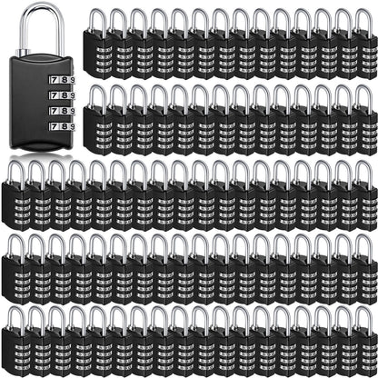 100 Pcs 4 Digit Combination Lock Bulk Small 4 Digit Combo Locks Waterproof Outdoor Combo Locker Black Keyless Number Padlock for Traveling Luggage Toolbox Gym Door Locker Suitcases Fence Cabinet