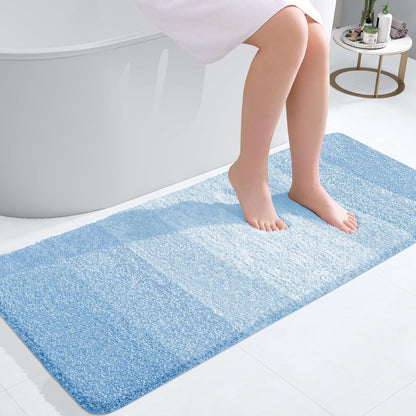 OLANLY Bathroom Runner Rug - Extra Soft Microfiber Mat | Quick Dry, Washable, 47x20, Sky Blue
