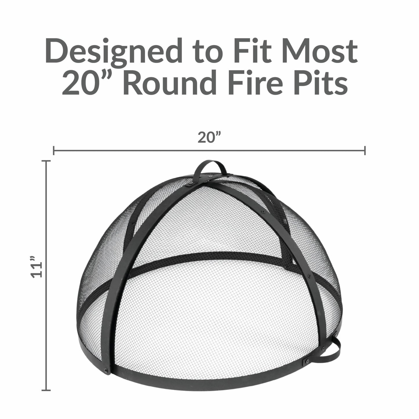 Sunnydaze Round Fire Pit Spark Screen Cover - Easy-Opening Outdoor Fire Pit Screen - Heavy‑Duty Steel Metal Mesh - 22" Diameter