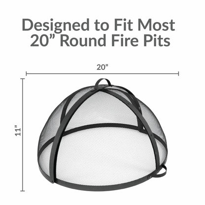 Sunnydaze Round Fire Pit Spark Screen Cover - Easy-Opening Outdoor Fire Pit Screen - Heavy‑Duty Steel Metal Mesh - 22" Diameter