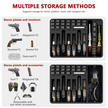 Kinghardcase Gun Case for Handguns, Pre-Cut Multiple Pistols Case Shockproof Waterproof Hard Pistol Case with Desiccant TSA Approved Firearm Travel Case (9 Pistol Case)