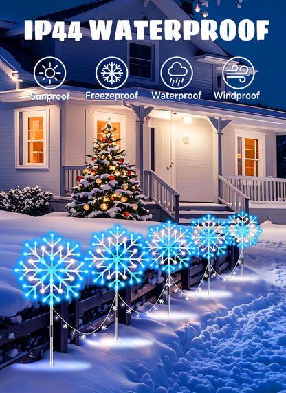 Minetom Snowflake Lights Outdoor, 10 Pack, Blue and White, Plastic, Model 39530, Christmas Pathway Decorations