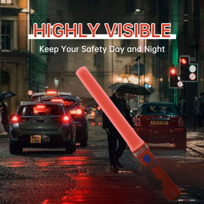 ITENGHUA 16 inch LED Traffic Control Batons, Signal Traffic Wand with 2pc C Dry-Cell Batteries(Not Include), Safety Air Marshaling Wand for Parking, Airport and Road Traffic Contol, Orange 10PCS