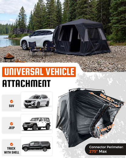KingCamp SUV Tent for Camping, 6-8 Person Instant Tailgate Car Tent with Movie Screen, Waterproof Windproof Family Camping Tent Fits SUV Truck Jeep, Easy Setup Outdoor Shelter