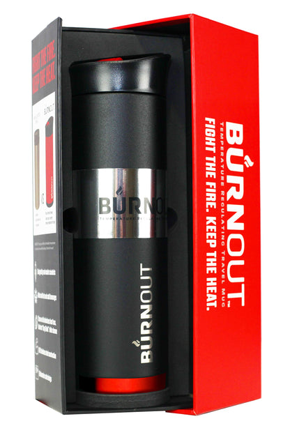 LEXO Burnout 16 oz Drink-Now Mug Bundle - Black & Red with Slide Lids, Instantly Cools Hot Coffee to Perfect Temperature