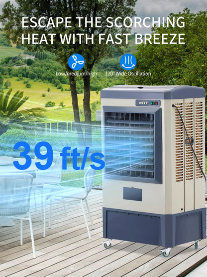 Uthfy 6500 CFM Swamp Cooler,49" Evaporative Air Cooler with 19 Gal Water Tank,5 Ice Box,120° Swing,Portable Air Conditioner with 3 Speeds,High Velocity Outdoor Cooling Fan for Garage,Patio,Factory Use