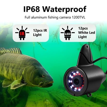 [FishPRO® 2026 Upgrade] Underwater Fishing Camera 1200TVL, 7'' Ice Fishing Camera Underwater[Aluminum Box], Fish Finder Ice Fishing Gifts for Men, IR+LED, 4,500mAh, 65ft