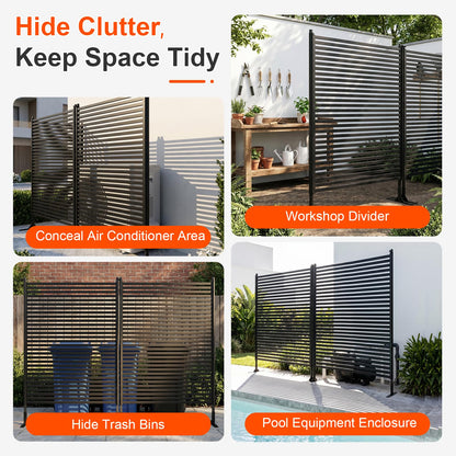 70.87" H x 47.24" W Outdoor Privacy Screens, Metal Fence Privacy Screen, Freestanding Decorative Privacy Screen with Base Feet for Patio Balcony Garden Backyard