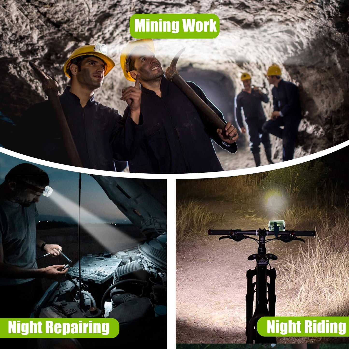 WEILAI Mode Lamp-40A Rechargeable Hard Hat Miner Light, IP68 Waterproof LED Mining Headlamp, High Brightness Cap Lamp for Underground Mining, Riding, Construction & Outdoor Activities