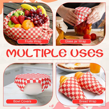 Beeswax Wraps for Food 14x52" Beeswax Food Wraps Reusable Wax Paper Roll Waxed Paper & Bowl Covers Organic & Sustainable Alternative to Aluminum Foil & Plastic Wrap Honeycomb Classic Checkered
