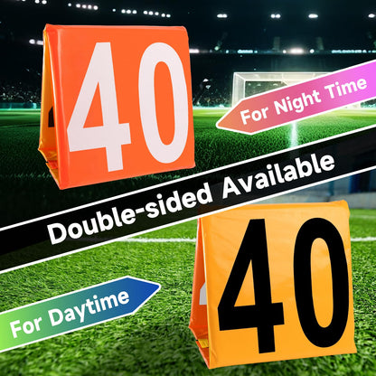 GSE Games & Sports Expert Set of 11 Football Yard Markers, Day & Night 2-Sided Football Field Yard Line Markers, Yardage Markers with Portable Mesh Bag for Football Training