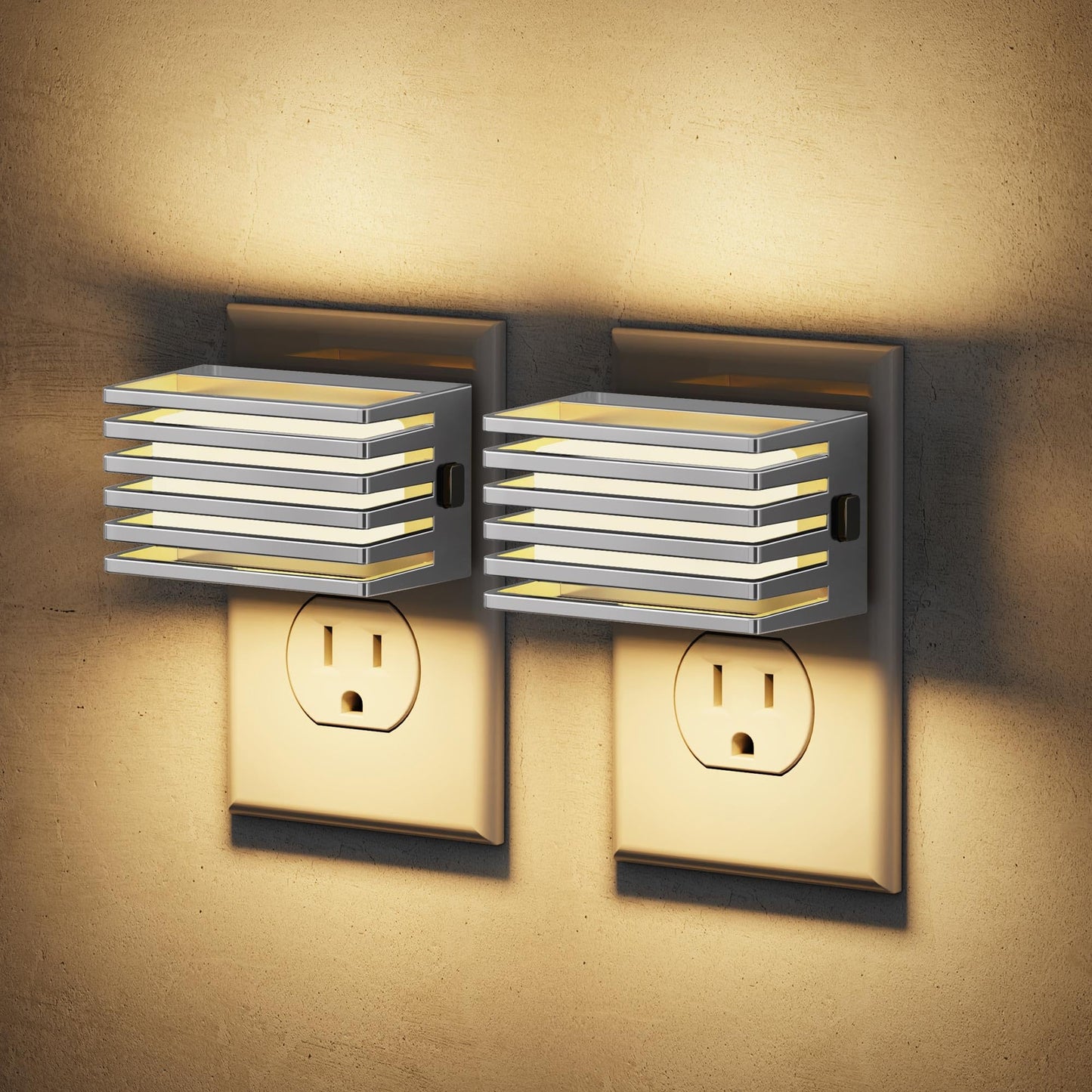 JandCase LED Night Light, [2 Pack] Night Lights Plug into Wall with Dusk to Dawn Sensor, Dimmable Plug in Night Light, Adjustable Brightness, 3000K Soft White Nightlight for Bedroom Bathroom Hallway