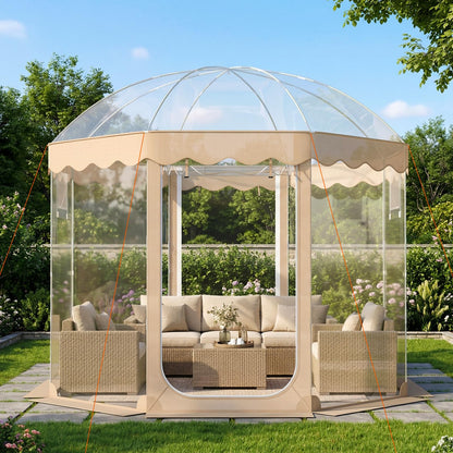Tangkula Pop Up Bubble Tent, 10x10 Ft Oversize Weatherproof Clear Outdoor Dome Tent for 8-10 People with 2 Roll-Up Doors, Stakes, Wind Ropes, Sandbags, Carrying Bag for Winter Cold Protection