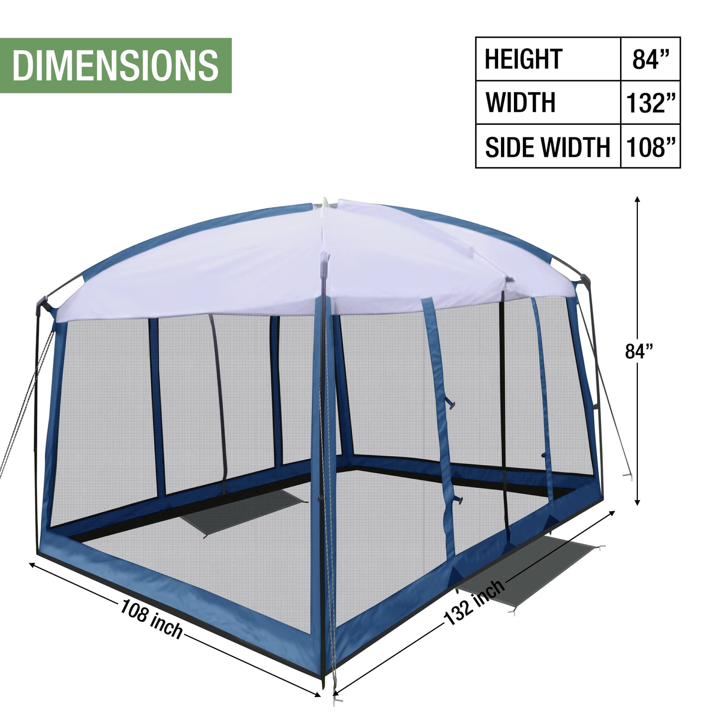 Backyard Expressions 11' x 9' Screen Tent - Blue Screen House for Backyard, Camping, Picnics and Tailgating - 914891