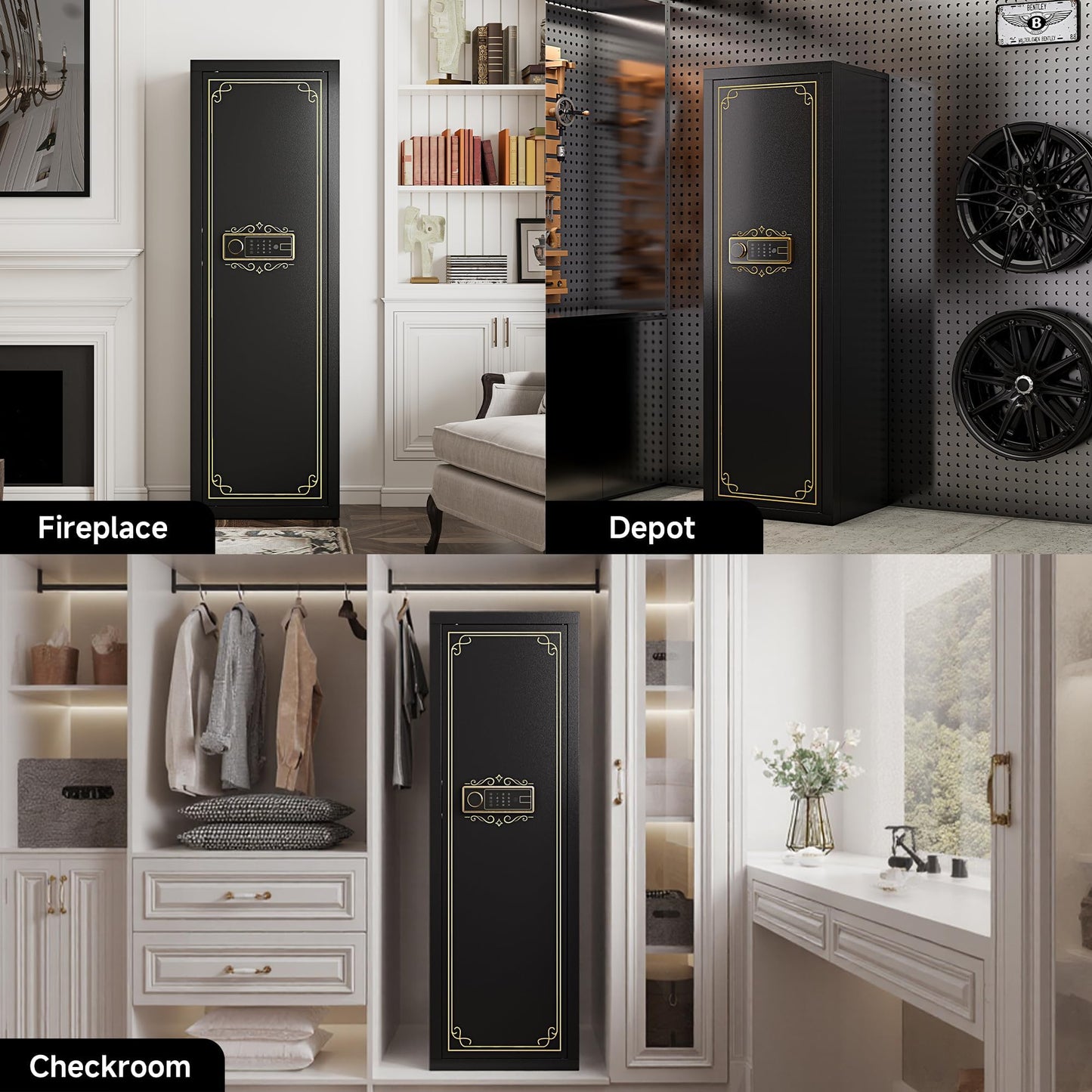 KAER 8-12 Fingerprint Long Gun Safe for Rifles & Pistols | Password Lock | Adjustable Shelves | Perfect for Apartments, Homes, Offices | Secure Storage and Quick Access Gun Cabinet