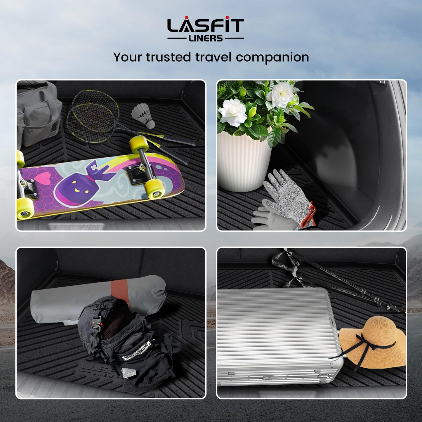 LASFIT Cargo Mat for Honda CR-V 2017-2022 (Tray in Lower Position), Custom Fit Trunk Mat, Raised Edge All Weather Protection, Kid & Pet Friendly, Easy Clean for Family Use, Black (Not for Hybrid)