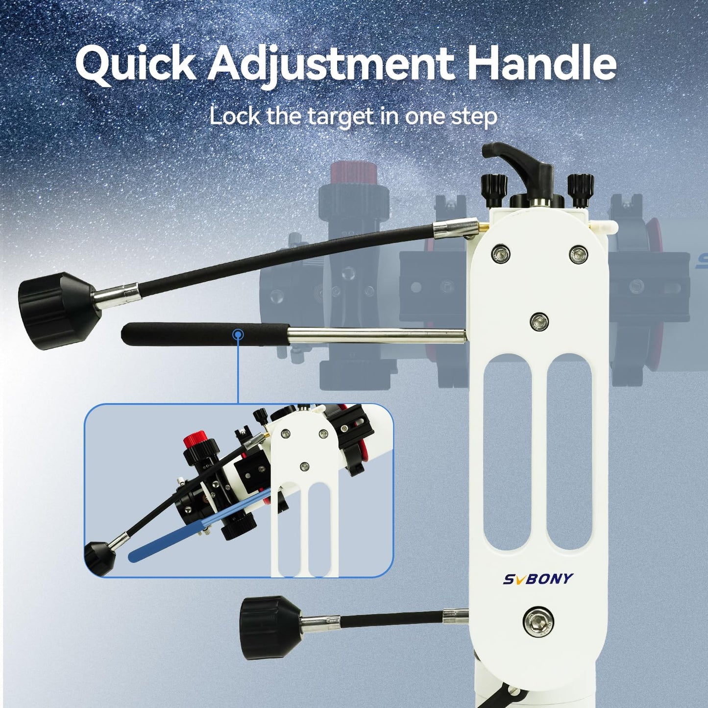 SVBONY SV225 Alt-Azimuth Mount, Adjustable Angle Alt-Azimuth Mount, Load-Bearing 10kg, CNC Hollow Structure, Telescope Altazimuth Fine Adjustment Shift, Telescope Accessories with Variable Speed Gear