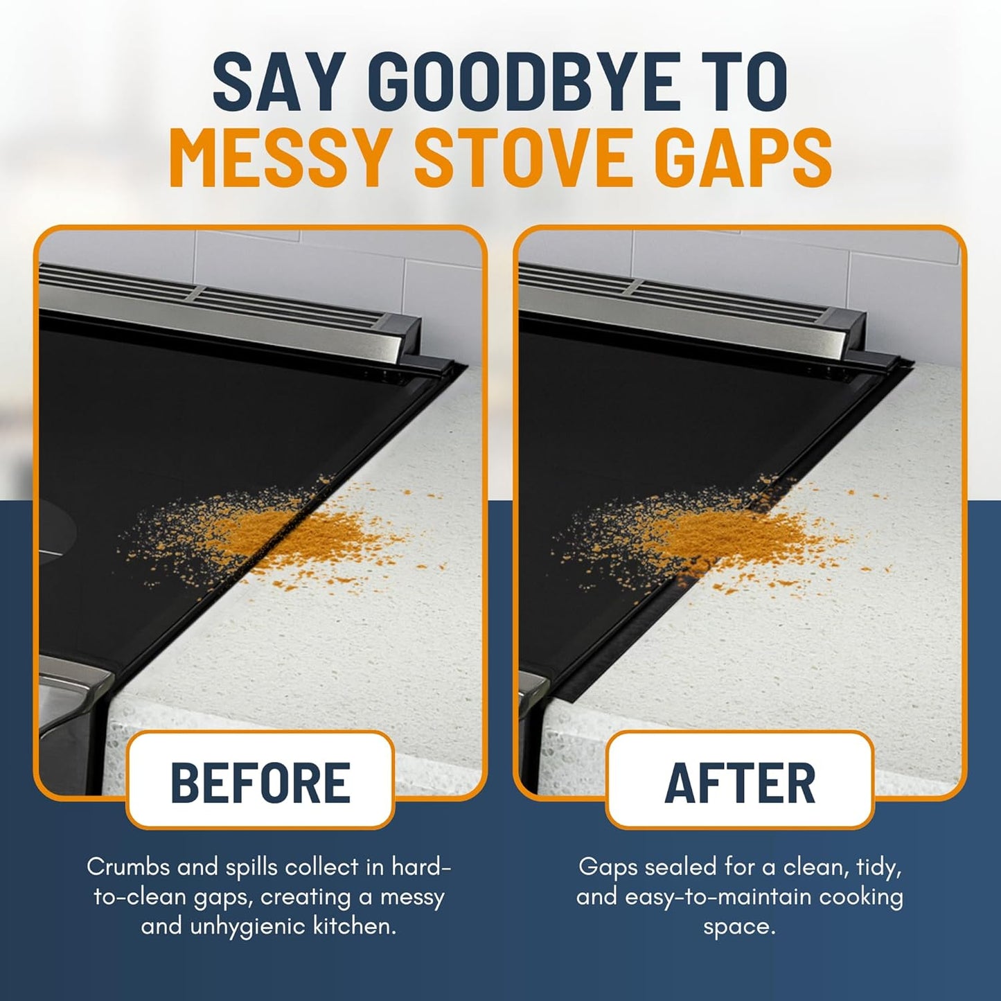 Linda’s Essentials Stainless Steel Stove Gap Covers - Adjustable 13.8" to 27.5" | 2 Pack Counter & Oven Filler