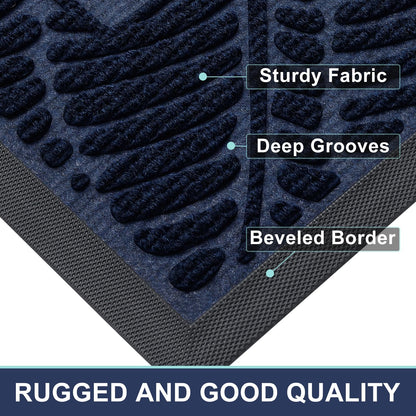 Smiry Welcome Mat Indoor Outdoor, All-Season Waterproof Front Door Mat, Sturdy Natural Rubber Doormat, Non-Slip, Easy Clean, Low Profile Dirt Trapper for Porch Patio Entrance, 71x47, Navy