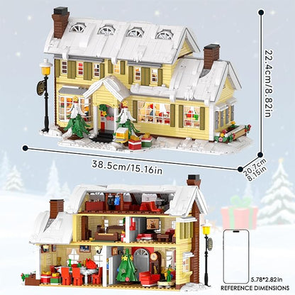 Premium Christmas Holiday House Building Set with LED Light 2046 PCS DIY Christmas Vacation Snow Village Kit Collectible Decor for Adults &amp Family for Christmas/Birthday Party