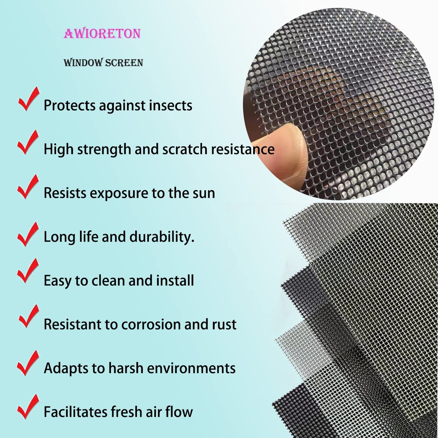 304 Stainless Steel Mesh Screen, 12 Mesh 304 Stainless Steel Security Screen, PVC Coated Heavy Duty 47inch x 118 inch Wire Mesh Window Screen Hardware Cloth Sturdy Metal Mesh Door Security Screen Mesh