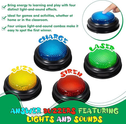 8-Pack Game Buzzers for Trivia Games – Classroom Quiz Buzzers with Lights &amp Sounds for Learning Parties &amp Family Fun