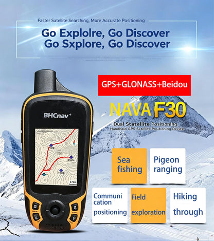 BHCnav NAVA F30 Handheld GPS Navigation Device, Colorful Map Display, Land Accuracy Surveying Equipment for Outdoor Hiking Hunting Traveling Adventures