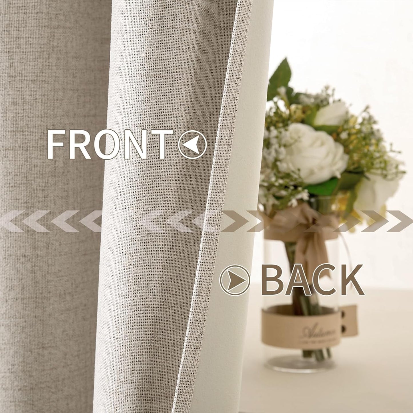 MIULEE 90-Inch Linen Textured Blackout Curtains - Thermal Insulated Grommet Drapes for Bedroom & Living Room | 52 x 90 Inch (2 Panels)