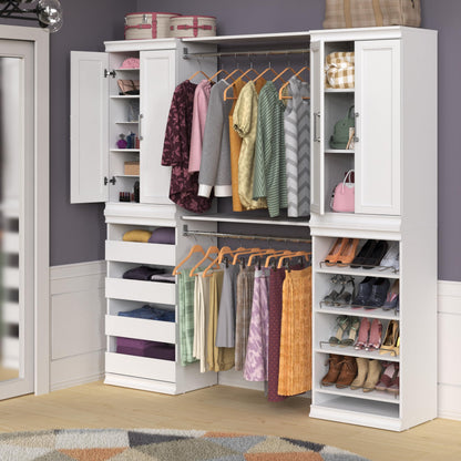 ClosetMaid Modular Storage 68.76-78.78-inch W 4-Drawer 19-Shelf Wood Closet System with Doors, White