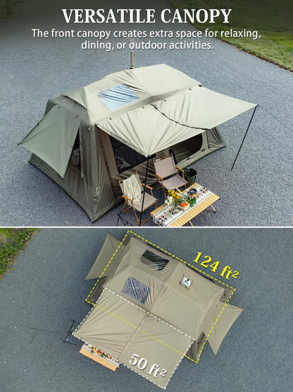 MC TOMOUNT Inflatable Tents for Camping, 6/8/10 Person Large Family Blow Up Camping Tent with 2 Doors 4 Windows 2 Skylights, Double Layer Waterproof Air Glamping Tent for Outdoor Camping Picnic Party