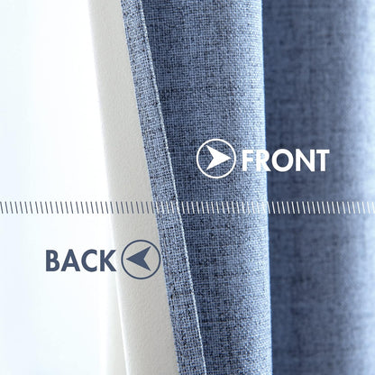 MIULEE Blackout Curtains - 100% Thermal Insulated Linen Texture - Stone Blue - 52x72 Inch (2 Panels)