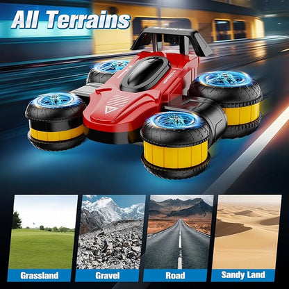 High Speed Drift Remote Control Stunt Deformation Car Birthday Gifts for Boys and Girls 4-16 Years Old (Red and Yellow)