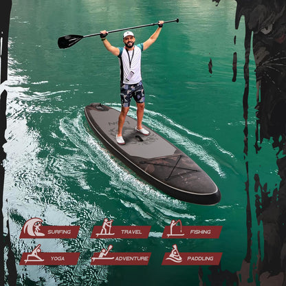 DAKUWAR Paddle Board 10'6''/10' Inflatable Stand Up Paddle Boards with SUP Accessories Ultra-Light Paddleboard Non-Slip Comfort Deck for Adults & Youth of All Skill Levels (Black and Gray)