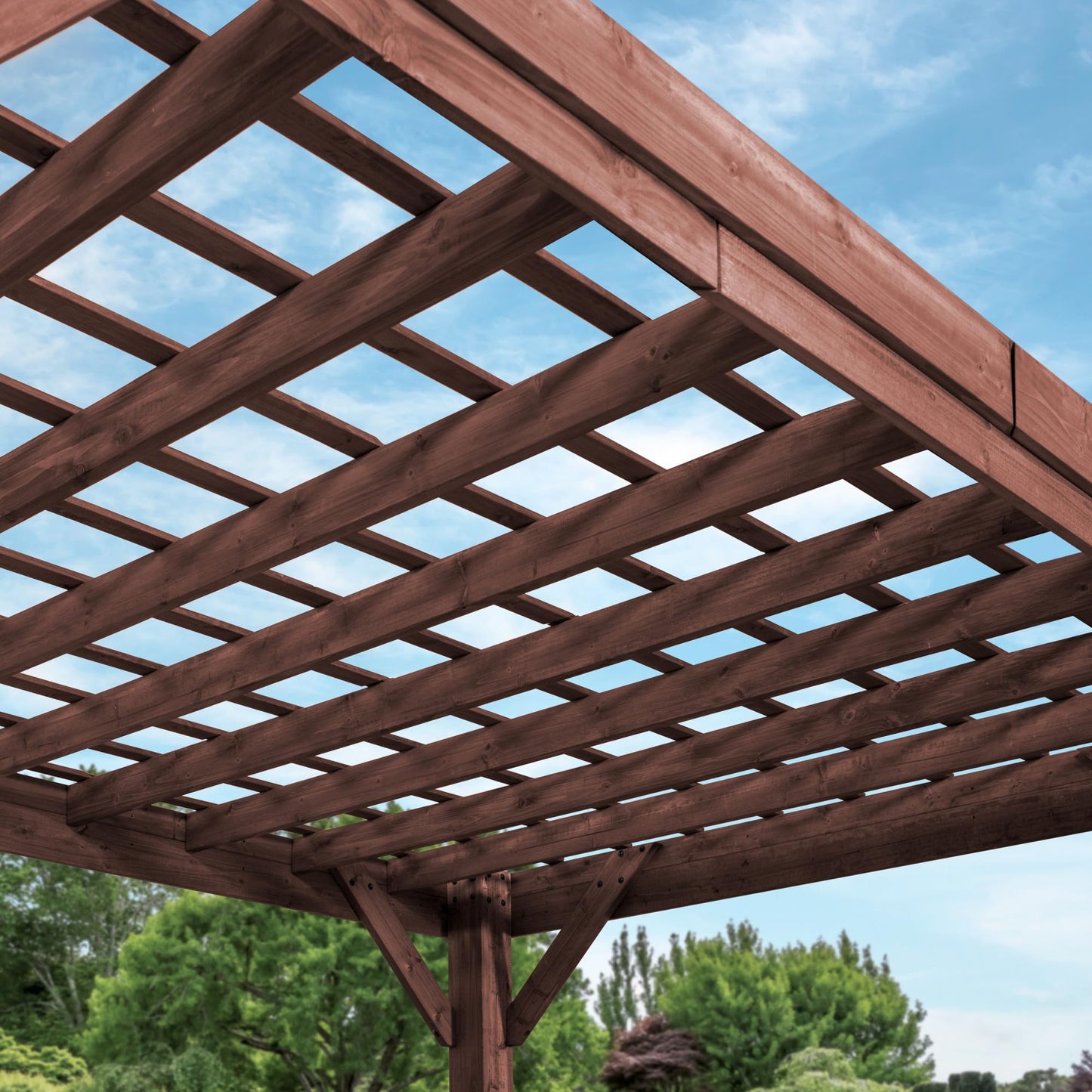 Backyard Discovery Brockton 14' x 10' Modern Cedar Wood Pergola Kit with All-Season Durability, High-Wind Rating, Concrete Anchors, PowerPort, Shade for Outdoor Patio, Deck, Garden, and Entertaining