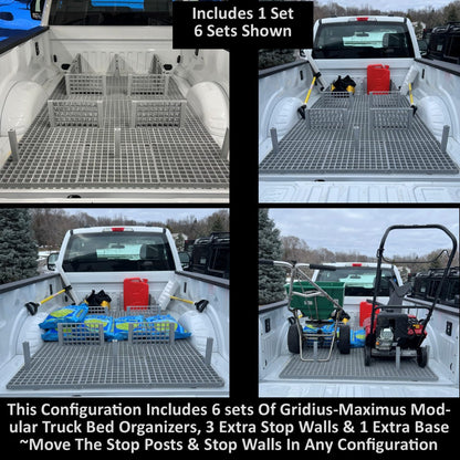 Keyfit Tools Truck Bed Organizer Gridius-Maximus (1 Set) Professional Contractor Grade Cargo System Modular Divider Trunk SUV Trailer Expandable Storage Secure Loads Custom Ridged Upgrade Net Or Bar