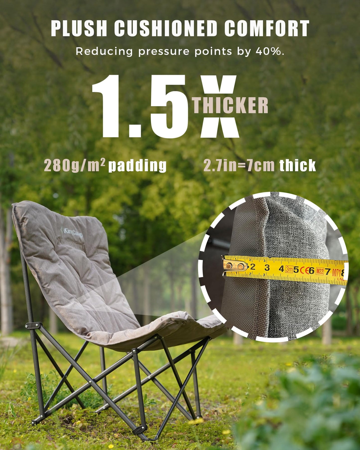 KingCamp Folding Comfy Butterfly Chair Oversized Padded Camping Chairs for Adults Comfortable Camp Chair 300lbs Heavy Duty with High Back for Outdoor Lawn Patio Bedroom Living Room Dorm