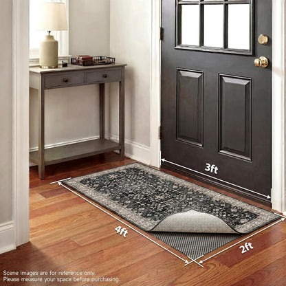 Veken Rug Gripper Pad - Non-Slip 2x4 Ft Area Rug Pad for Hardwood & Tile Floors - Thick Dark Grey Anti-Skid Mat