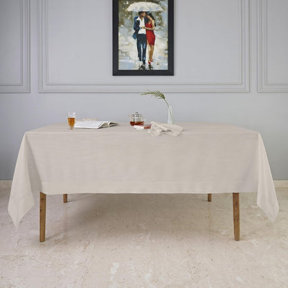 D'Moksha Homes Natural Tablecloth 60 x 60 Inch - Premium Faux Linen Tablecloth - Machine Washable Square Table Throw Natural Linen Tablecloth, 100% Recycled Fabric for Dining