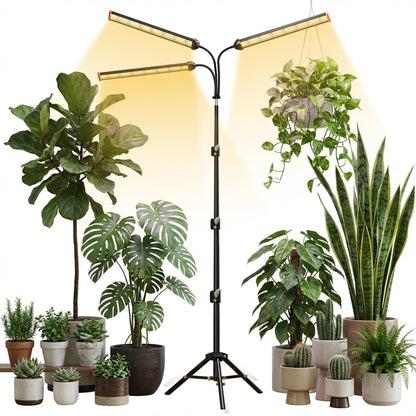 Quehoomii Grow Light with Stand for Indoor Plants,3500K Warm White Plant Light with Red Blue LEDs for Indoor Tall Large Plants Growing,Dimmable & Auto Timer,Height Adjustable 17-61"