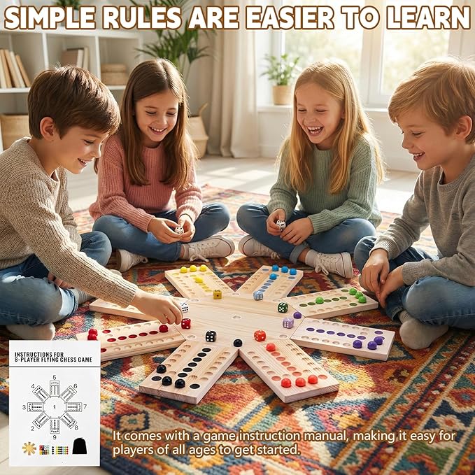 Magnetic Marbles Board Game 2-8 Players Wooden Board Game Set with 32 Marbles &amp 16 Dice Portable Marble Game for Family and Friends Game Night Gatherings
