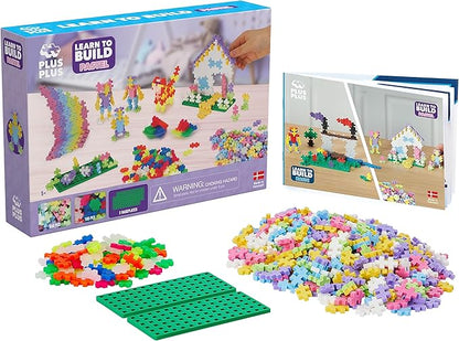 PLUS PLUS Learn to Build Set Interlocking Mini Building Blocks 3D Puzzle Construction Stem Toy for Kids - Pastel Mix 400 Pieces