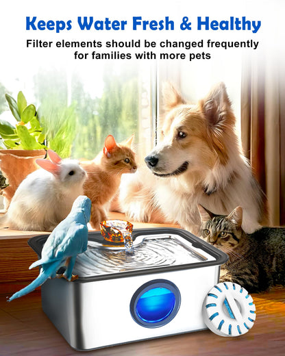 2025 Filter Element Pack for FurryPlanet Large 12L Stainless Steel Dog Water Fountain,Ultra-Purification 4Pcs Deep Purification Filter Pack with 2 Pump FilterPads