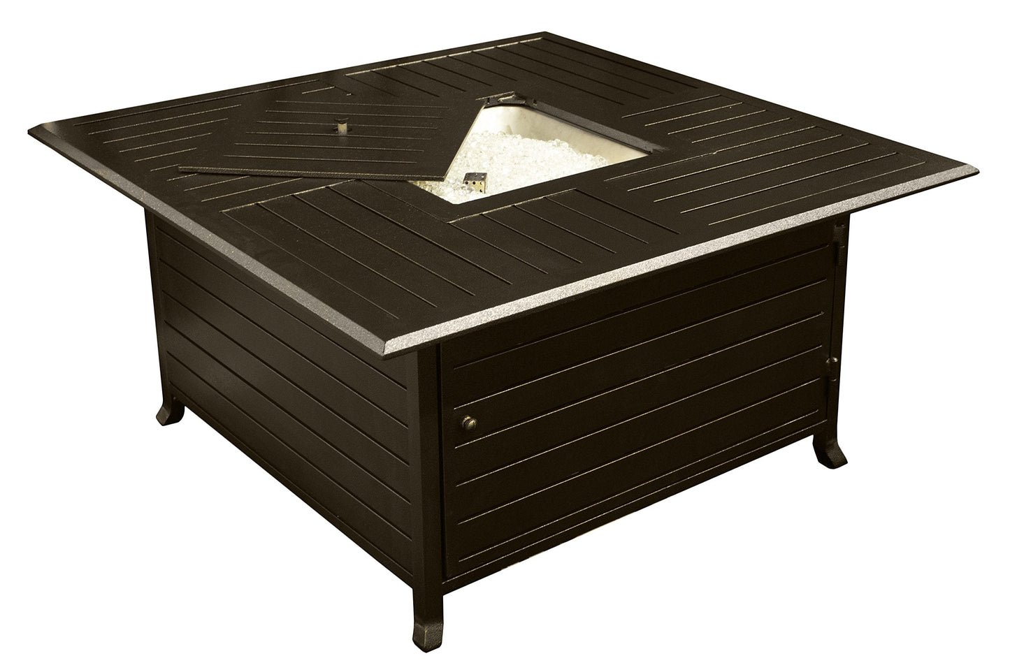 Hiland F-1108-FPT 42,000 BTU Aluminum Propane Fire Pit Inlaid, Large, Bronze