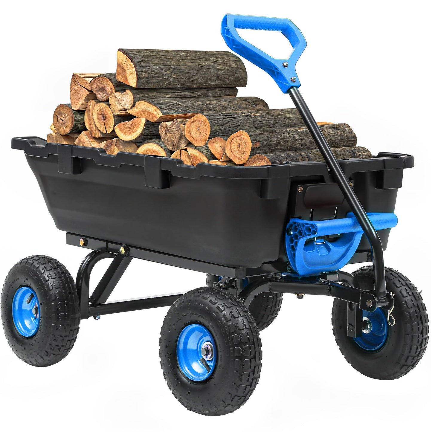 Ultym Garden Dump Cart 900Lbs, 2026 Upgraded Heavy Duty Wheelbarrow Dump Wagon with 10" Non-Slip Pneumatic Tires & Quick-Release Dumping, 4-Wheel Steel Frame Utility Carts for Yard,Farm and Garden
