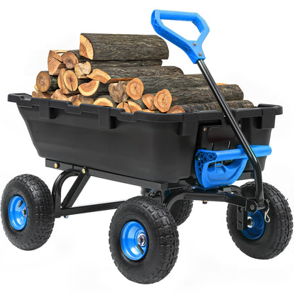 Ultym Garden Dump Cart 900Lbs, 2026 Upgraded Heavy Duty Wheelbarrow Dump Wagon with 10" Non-Slip Pneumatic Tires & Quick-Release Dumping, 4-Wheel Steel Frame Utility Carts for Yard,Farm and Garden