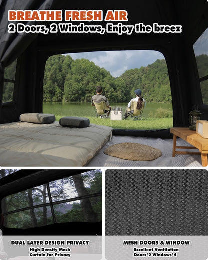 3-4 Person Inflatable Camping Tent Blow Up Hand Pump Easy Setup Waterproof Inflatable Cabin Portable Air Tent for Camping Family Tent for Backpacking Hiking