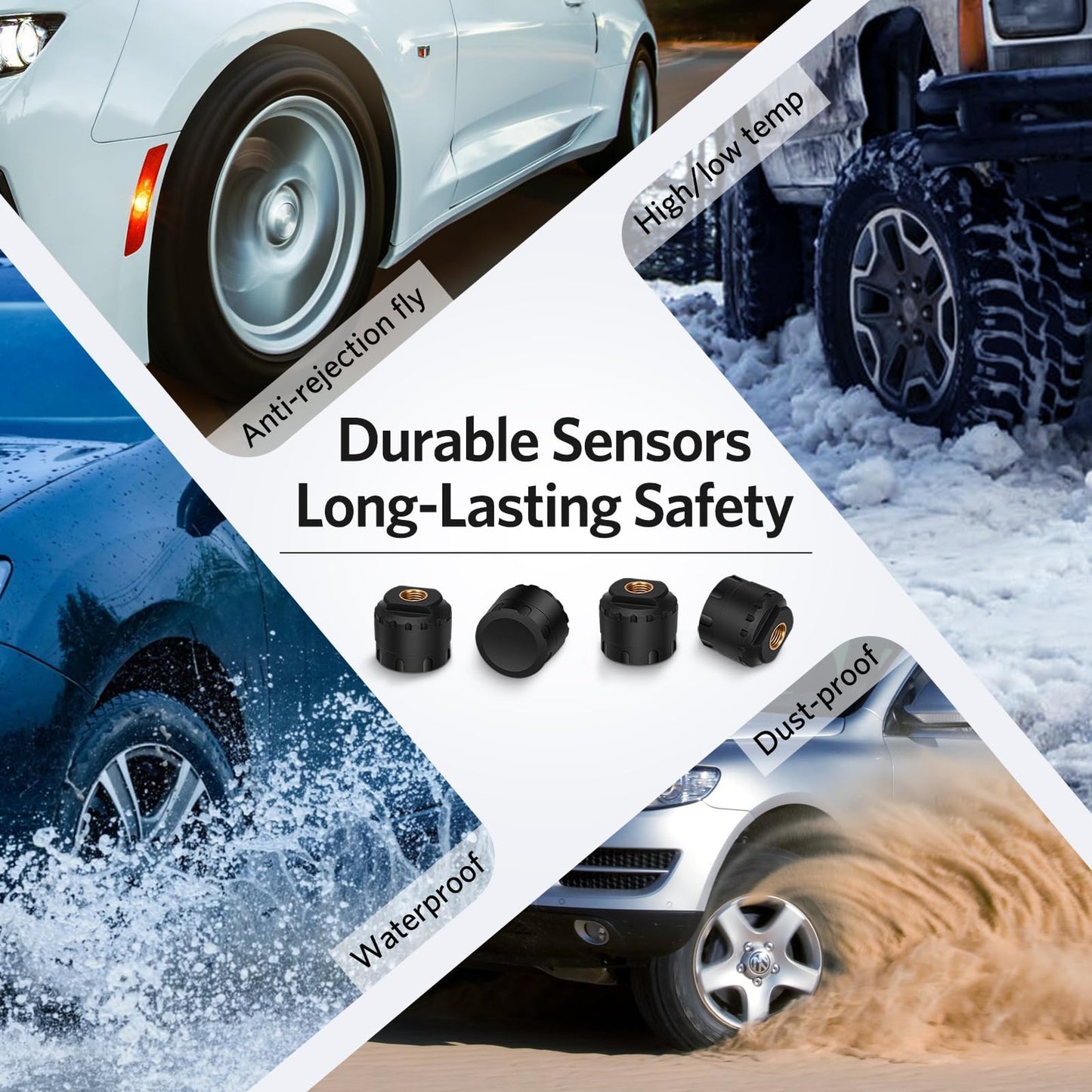 GUTA RV Tire Pressure Monitoring System, Trailer TPMS, 6 Sensors, 6 Alert Modes, Long Range Signal, CLA Charging & 2 USB-A Outputs, Adjustable LCD Display, Ideal for RV Truck Trailer Camper (0-188psi)