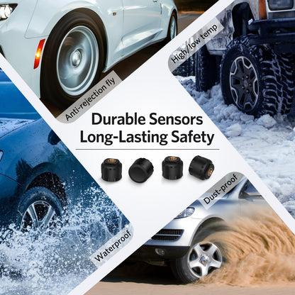 GUTA RV Tire Pressure Monitoring System, Trailer TPMS, 6 Sensors, 6 Alert Modes, Long Range Signal, CLA Charging & 2 USB-A Outputs, Adjustable LCD Display, Ideal for RV Truck Trailer Camper (0-188psi)
