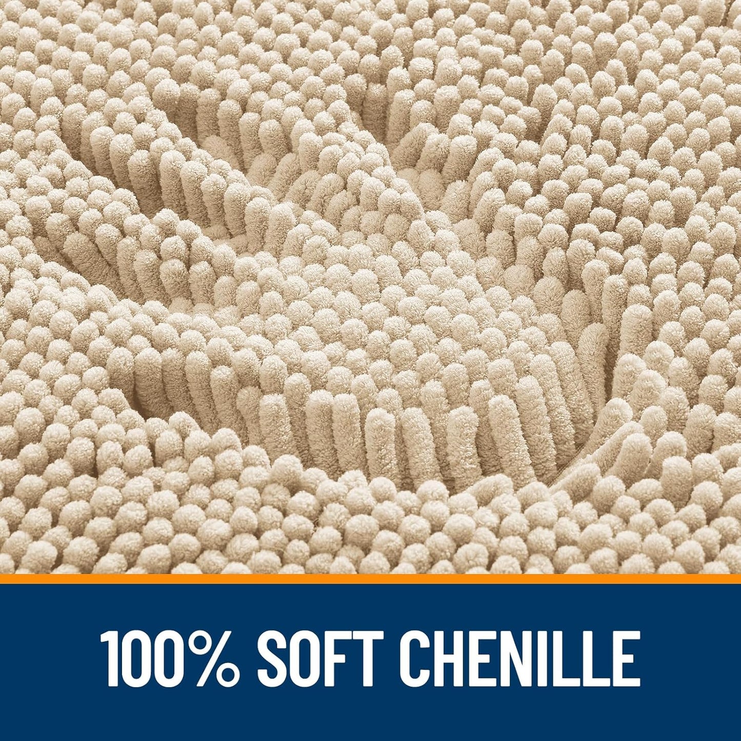 OLANLY Bathroom Rugs - Extra Soft Chenille Bath Mats | Quick-Dry, Machine Washable, 44x24, Beige